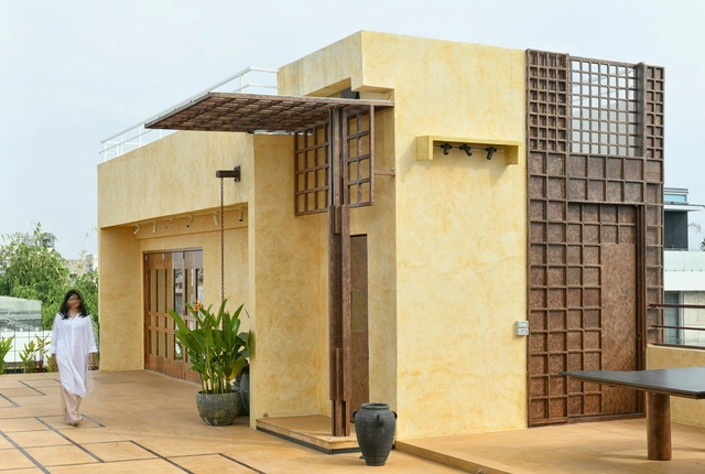 Dusk House / naav studio - Exterior Photography, Houses, Facade, Table, Bench