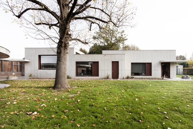 Concrete Nursery School + Canopy / BOT architektuurcollectief - Exterior Photography, Schools , Garden, Facade, Door