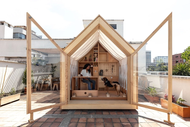 Habitáculo IWI / Juan Ruiz + Amelia Tapia - Fotografía interior, Obras De Pequeña Escala, Fachada, Fijación Vigas
