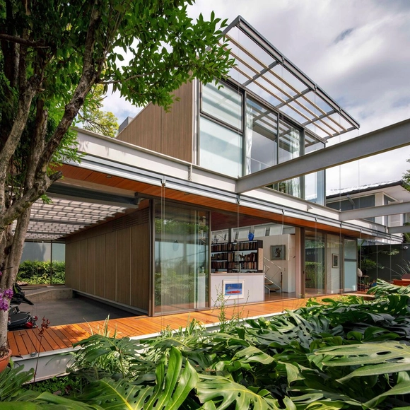 Residência HL / Andrade Morettin Arquitetos Associados - Fotografia de Exterior, Casas, Jardim, Fachada