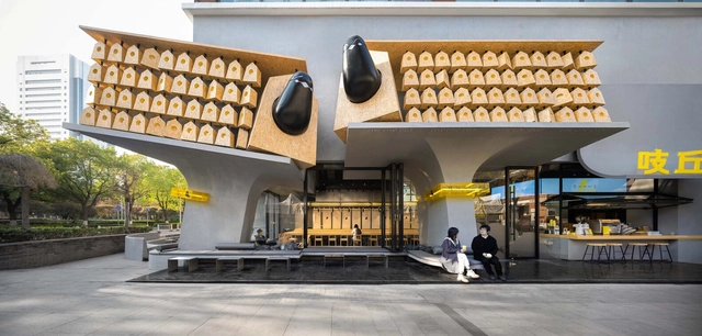吱丘制面所+咖啡ChicChicBird / 华中科技大学建规学院+青·微舍（武汉）工作室 - 室内图, 咖啡店室内设计, 厨房, 表皮
