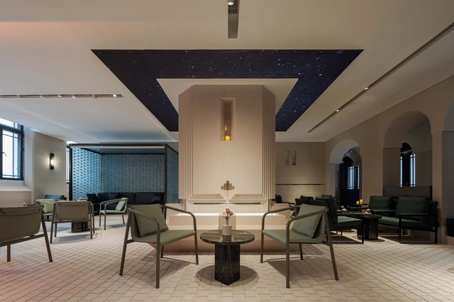 Piazza in a Room / Wutopia Lab - Interior Photography, Coffee Shop Interiors, Beam, Table, Chair