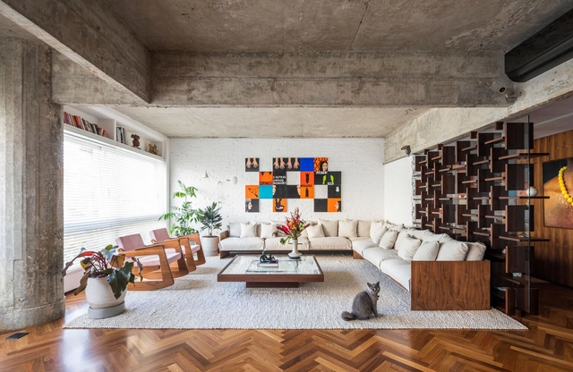 Apartamento Bretagne / BLOCO Arquitetos - Fotografia de Interiores, Interiores De Apartamentos, Viga, Mesa, Cadeira