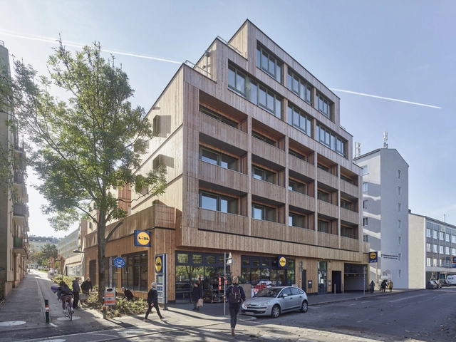 Woody M Buildings Tivoligasse / Freimüller Söllinger Architektur - Exterior Photography, Grocery Store, Facade