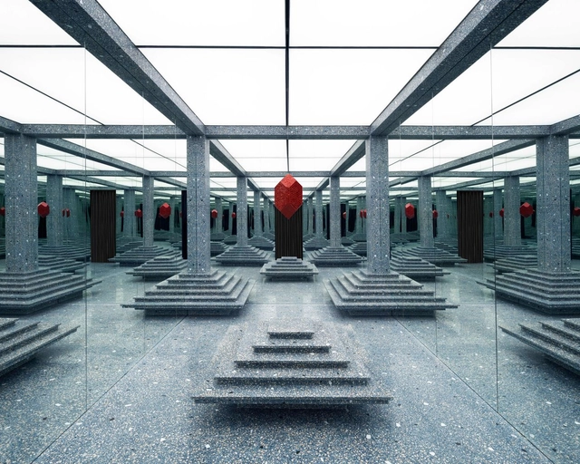 Back to the Future Installation / AB+AC Architects - Interior Photography, Temporary Installations, Stairs, Column, Facade, Beam, Handrail