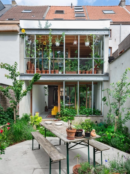 多功能夹层，Brecht & Nele 住宅 / Atelier Vens Vanbelle - 建筑图, 细部, 花园, 门, 表皮, 楼梯, 阳台, 桌子