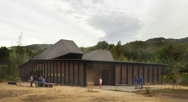 Rural School Pivadenco / Duque Motta & AA + MAPAA - Exterior Photography, Elementary & Middle School, Facade, Door