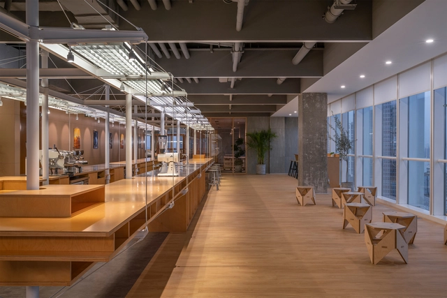 Saturnbird Coffee's Shanghai Office / SpaceStation - Interior Photography, Interior Design, Facade, Beam, Table, Chair