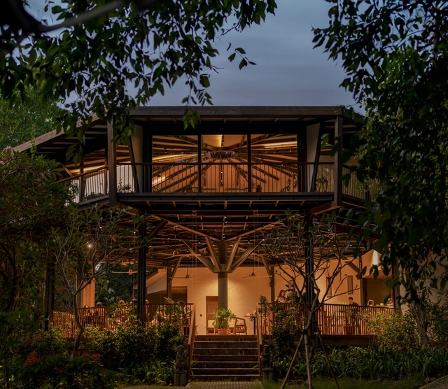 The Octagon Restaurant and Workspace / Stilt Studios - Exterior Photography, Cowork Interiors, Garden, Facade, Door, Arch