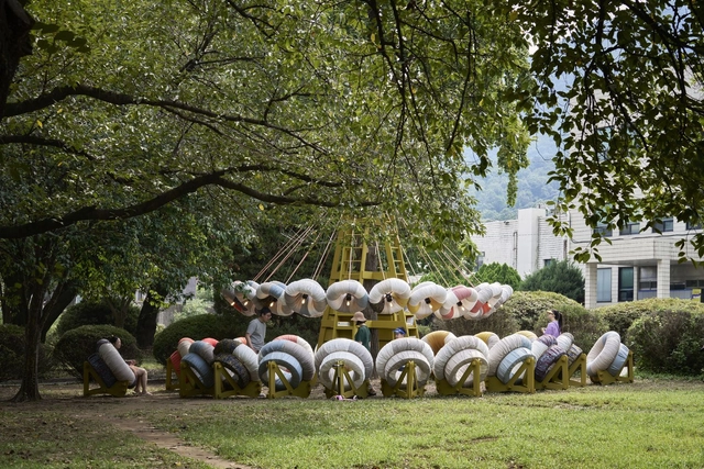 Instalación Bojagi Lounge / Izaskun Chinchilla Architects - Fotografía exterior, Instalaciones Temporales, Jardín, Bosque