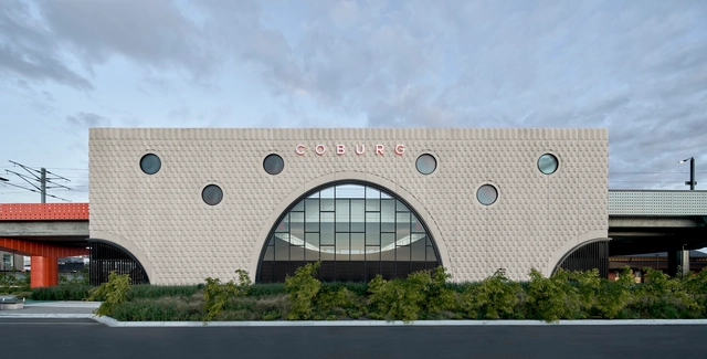 Coburg and Moreland Stations / Wood/Marsh - Exterior Photography, Train Station, Facade, Arch, Arcade