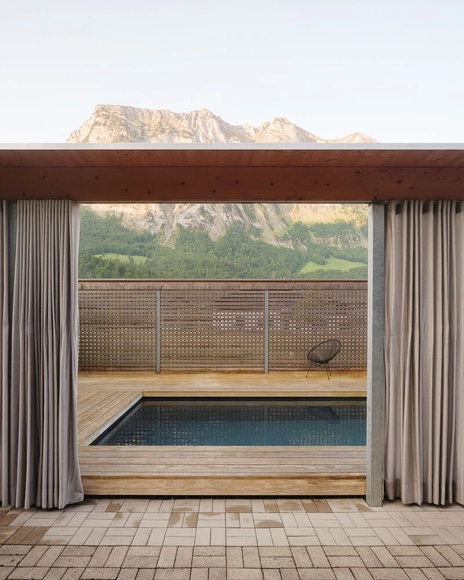 The Pool House / Simon Moosbrugger Architekt - Exterior Photography, Small Scale, Deck, Door, Fence, Facade, Balcony