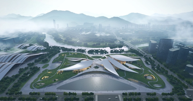 MAD Architects presenta el diseño contextual para el Centro de Cultura y Arte de Anji en el sureste de China - Imagen Principal