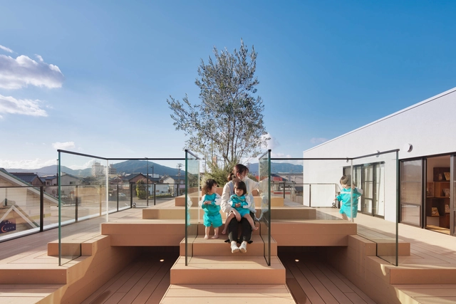 JPP Nursery / HIBINOSEKKEI + Youji no Shiro + Kids Design Labo - Exterior Photography, Day Care, Facade, Handrail