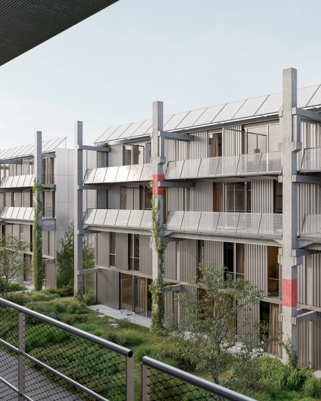 Parabase reusa elementos de concreto pré-fabricado em projeto habitacional na Suíça - Imagem de Destaque