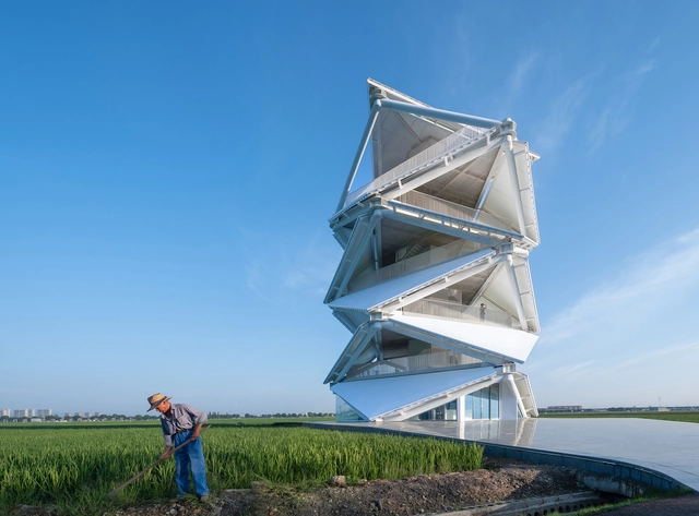 The Lantern in the Paddy Field / HDEC AIR-CoLAB Studio - Exterior Photography, Watching Tower, Facade