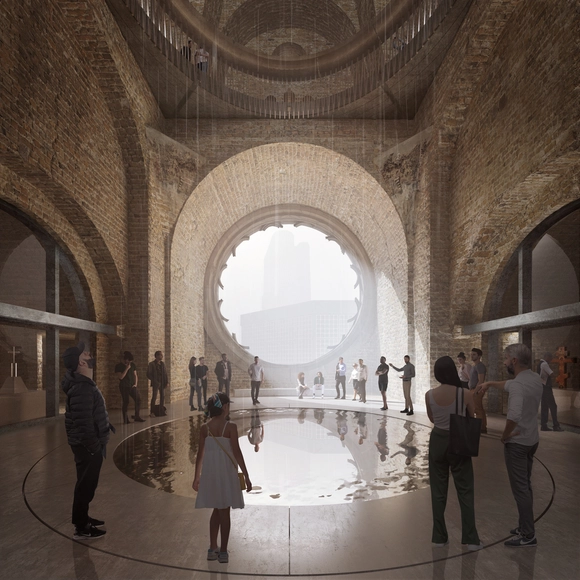 Heneghan Peng Architects 赢得‘改造柏林历史教堂废墟竞赛’，打开塔楼 - 主图
