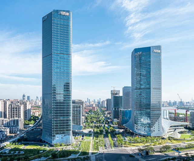 Shanghai West Bund AI Tower & Plaza / Nikken Sekkei - Exterior Photography, Buildings, Facade, Cityscape