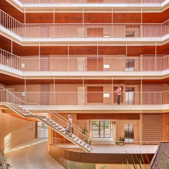 SFJ6 Building / MARMOLBRAVO + MADhel - Interior Photography, Apartments, Stairs, Facade, Handrail, Balcony