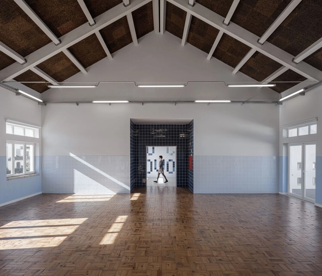Casa do Povo de Alcains  / dbA. arquitectura - Fotografia de Interiores, Remodelação, Viga, Pilar, Porta, Fachada
