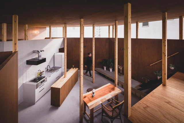 Forest of Pillars House / IGArchitects - Interior Photography, Houses, Beam, Table, Bench