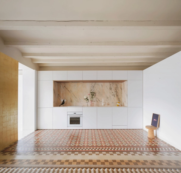 Apartmento Rosegold / Raúl Sánchez - Fotografía interior, Apartamentos, Cocina, Fijación Vigas, Fachada