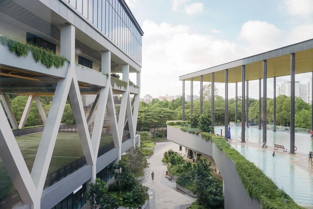 SAFRA 蔡厝港会所 / DP Architects Pte Ltd - 建筑图, 娱乐训练场馆, 花园, 表皮, 扶手