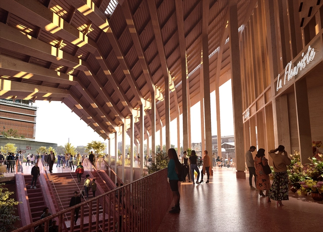 BIG y A+ Architects presentan diseño de multimodal de transporte en Francia construido en Mass Timber - Imagen Principal