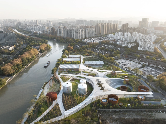 Hangzhou Xiaohe Park / Kengo Kuma & Associates - Exterior Photography, Commercial Architecture, Cityscape