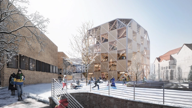 BIG and Kansas School of Architecture & Design Reveal Mass Timber "Makers' KUbe" University Campus - Featured Image