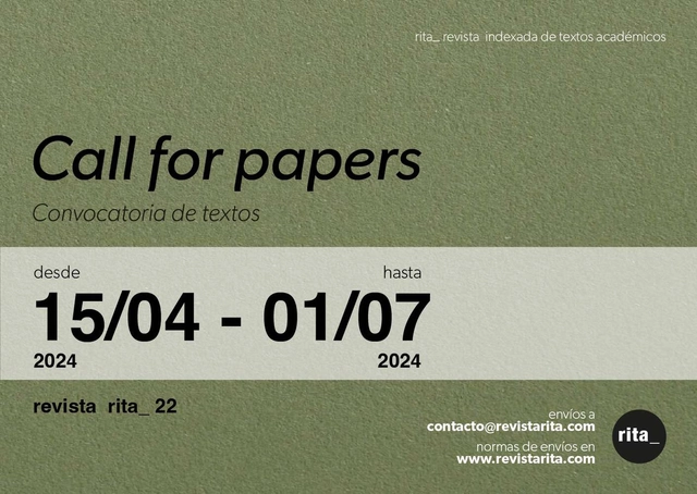 Revista rita_22: Convocatoria de textos académicos - Imagen Principal