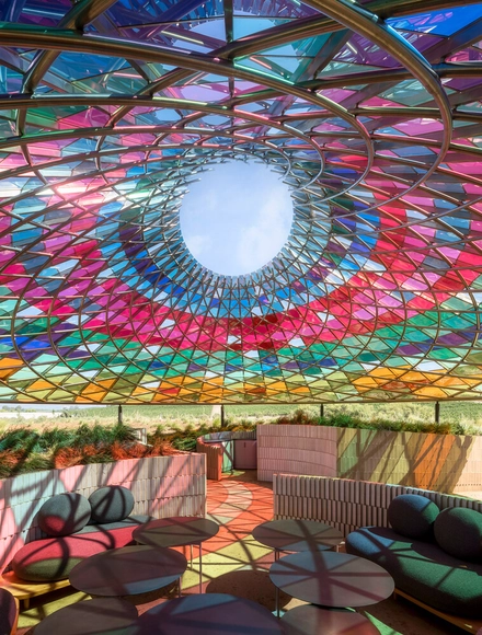 A Multicolored Glass Canopy for Senses, Shelter and Hospitality: The Vertical Panorama Pavilion - Featured Image