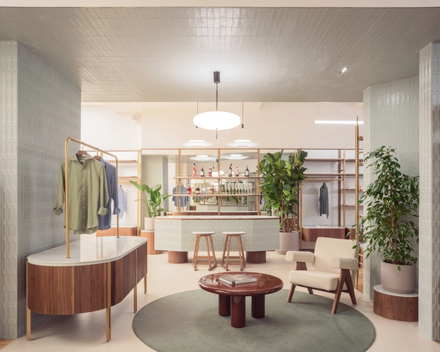 Luca Faloni Store /  PlaC - Interior Photography, Retail Interiors, Table, Chair, Lighting