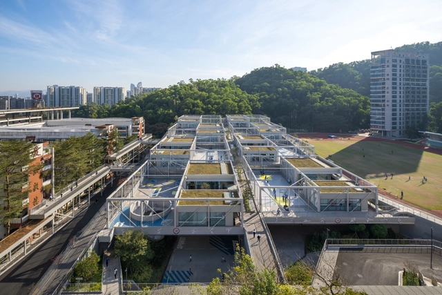 Centro Esportivo e Artístico da Hongling High School / O-office Architects - Fotografia de Exterior, Escola Secundária, Urbano