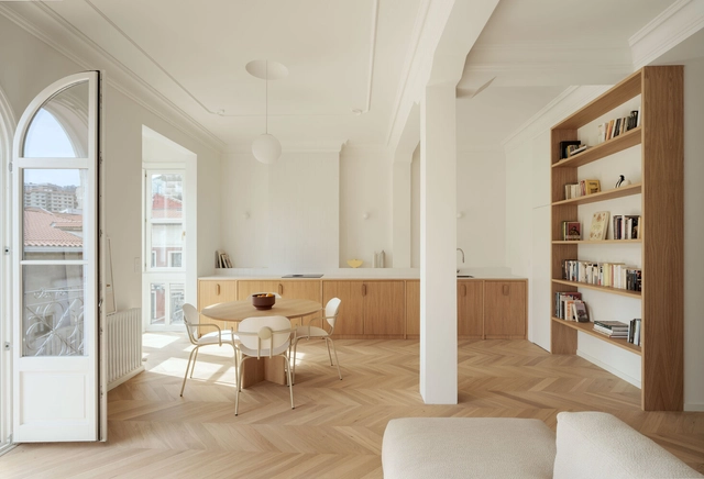 Plazuela de Santiago Apartment / BABELstudio - Interior Photography, Renovation, Door, Table, Lighting, Chair