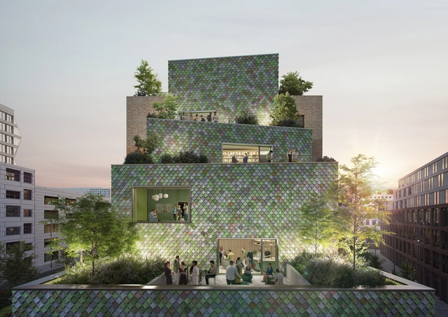 MVRDV Unveils Design for a Colorful Office Building Clad in Pretty Plastic Shingles in  Germany - Featured Image