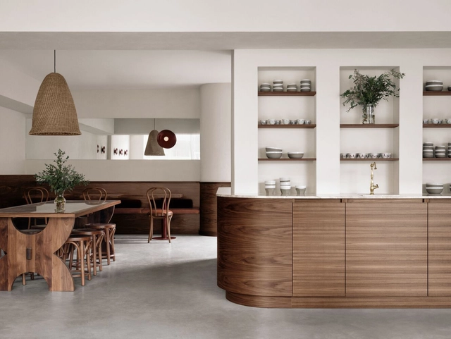 Café Chez Teta / Ivy Studio - Interior Photography, Coffee Shop Interiors, Kitchen, Table, Lighting, Chair