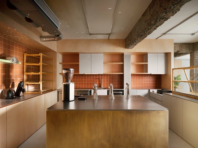 Peckish Bakery / guudpin design - Interior Photography, Coffee Shop Interiors, Kitchen, Countertop, Lighting, Chair