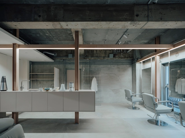 qiyu Hair Salon / FATHOM - Interior Photography, Wellness Interiors, Kitchen, Lighting, Chair
