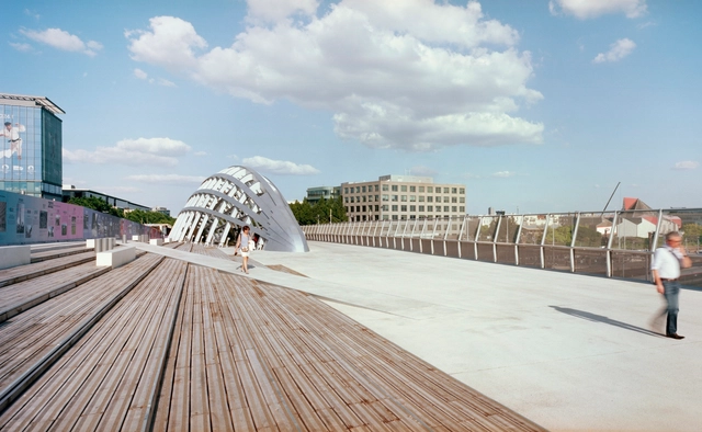Franchissement Urbain Pleyel / Marc Mimram - Exterior Photography, Pedestrian Bridge, Stairs