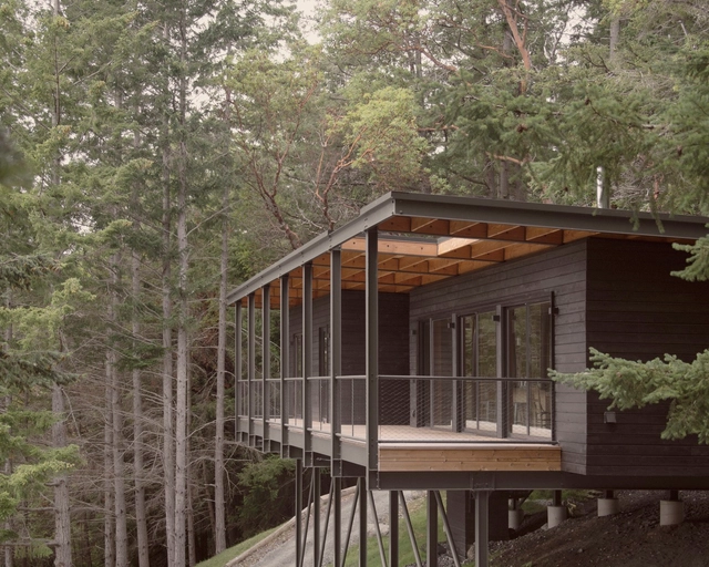 Cabana Trestle / Miller Hull Partnership - Fotografia de Exterior, Casas, Terraço, Floresta