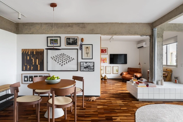 Apartamento Sara / BLOCO Arquitetos - Fotografia de Interiores, Renovação, Mesa, Cadeira, Iluminação
