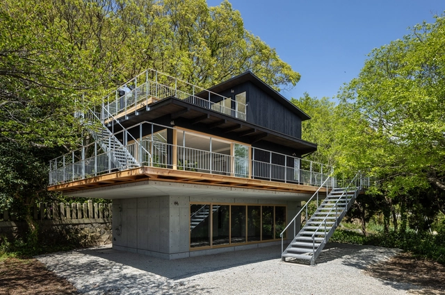 Casa para Finais de Semana em Matogata / lyhty - Fotografia de Exterior, Casas, Terraço, Balcão, Corrimão