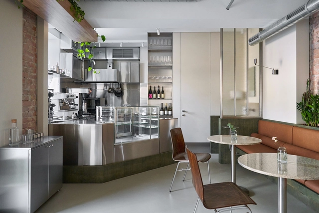 Acacia Coffee & Wine Bar / A-Malysheva Studio - Interior Photography, Hospitality Interiors, Kitchen, Chair, Table, Lighting, Countertop