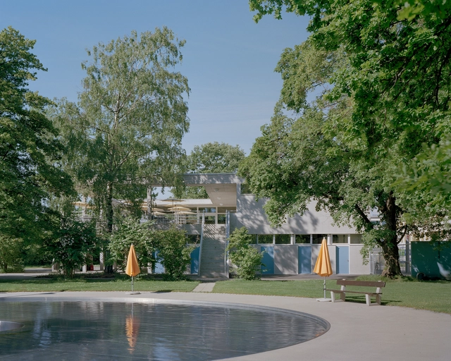 Bachgraben Public Pool Restaurant / MET Architects - Exterior Photography, Restaurant, Garden